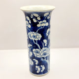 Antique Chinese Kangxi Blue And White Signed Prunus Vase