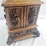 Antique 19th Century Walnut Black Forest Carved Jewellery Box