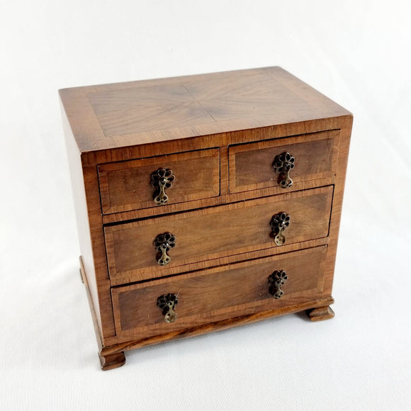 Antique circa 1900s Mahogany and Satinwood Veneered Apprentice Piece Chest of Drawers