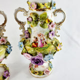 19th Century Antique Pair of Lidded Vases by Victoria Carlsbad Austria