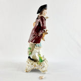 Antique 19th Century Sitzendorf German Figure of a Man with Flowers and Pheasant