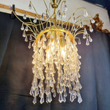 Gold plated Vintage Cut Glass Waterfall drop Chandelier