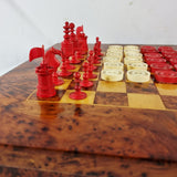 Antique Carved Bone Chess and Draughts Set in a Jaques Style