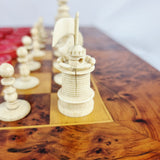 Antique Carved Bone Chess and Draughts Set in a Jaques Style