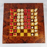 Antique Carved Bone Chess and Draughts Set in a Jaques Style