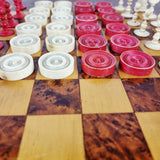 Antique Carved Bone Chess and Draughts Set in a Jaques Style