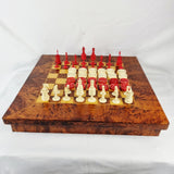 Antique Carved Bone Chess and Draughts Set in a Jaques Style