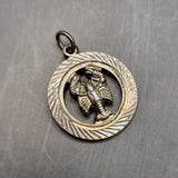 Seven Vintage Silver Pendants, Crosses, Scorpion, 21 and Prayer Hands