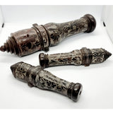 Three Floral Carved Soapstone Chinese Cannons