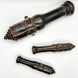 Three Floral Carved Soapstone Chinese Cannons