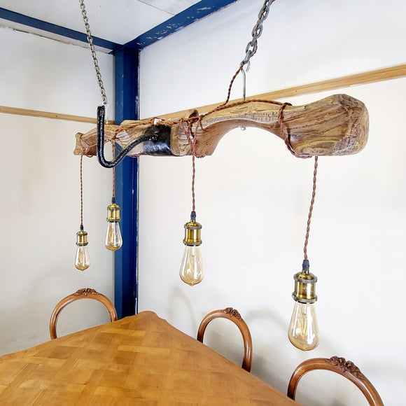 Antique Double Ox Yoke Converted to a Ceiling Light