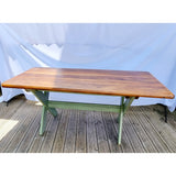Antique Pitch Pine X-Frame Dining Table