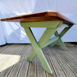 Antique Pitch Pine X-Frame Dining Table