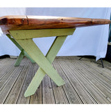 Antique Pitch Pine X-Frame Dining Table