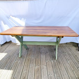 Antique Pitch Pine X-Frame Dining Table