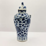 Antique Chinese Blue and White Vase, Cantonese Famille Rose Pot and White Metal Dish.