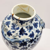 Antique Chinese Blue and White Vase, Cantonese Famille Rose Pot and White Metal Dish.