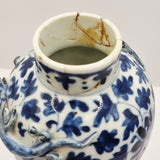 Antique Chinese Blue and White Vase, Cantonese Famille Rose Pot and White Metal Dish.