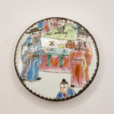 Antique Chinese Blue and White Vase, Cantonese Famille Rose Pot and White Metal Dish.