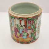 Antique Chinese Blue and White Vase, Cantonese Famille Rose Pot and White Metal Dish.