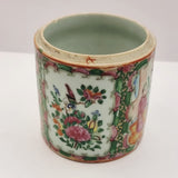 Antique Chinese Blue and White Vase, Cantonese Famille Rose Pot and White Metal Dish.
