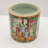 Antique Chinese Blue and White Vase, Cantonese Famille Rose Pot and White Metal Dish.