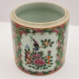 Antique Chinese Blue and White Vase, Cantonese Famille Rose Pot and White Metal Dish.