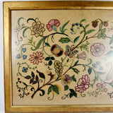 Antique Early 20th Century Needlework of Butterfly in Flowers