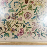 Antique Early 20th Century Needlework of Butterfly in Flowers