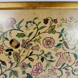 Antique Early 20th Century Needlework of Butterfly in Flowers