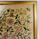 Antique Early 20th Century Needlework of Butterfly in Flowers