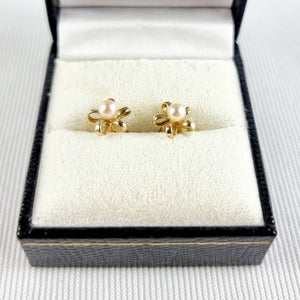 Vintage 9ct Gold Faux Pearl Stud Earrings