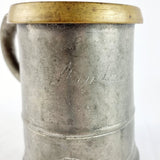 Antique Victorian Brass Rim Pewter Tankard.