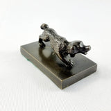 20th Century Small Bronze Dog on Bronze Base