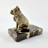 Antique 19th Century Bronze Old English Bulldog On marble Base