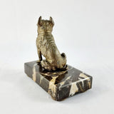 Antique 19th Century Bronze Old English Bulldog On marble Base