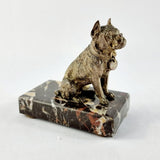 Antique 19th Century Bronze Old English Bulldog On marble Base