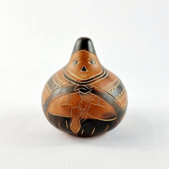 Vintage Equador Peru Dried and Carved Gourd Fruit.