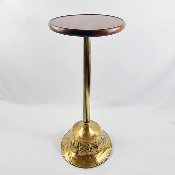 Antique Art Nouveau Brass and Mahogany Wine Table