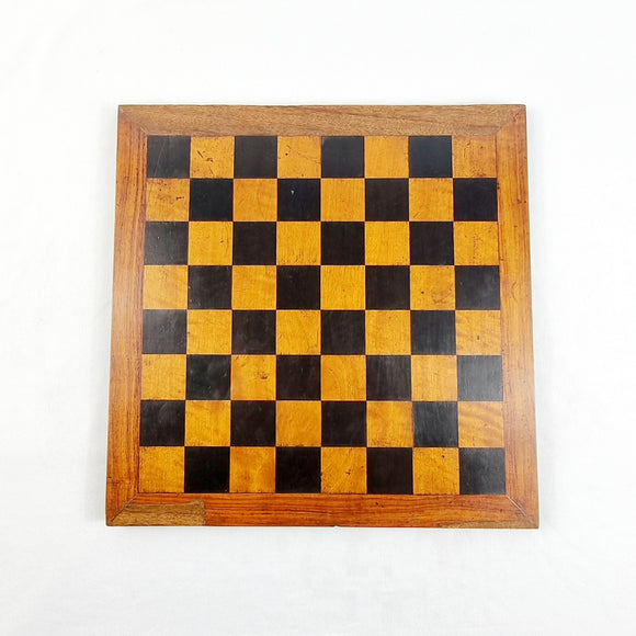 Antique 19th Century Ebony and Box Wood and Mahogany Chess Board