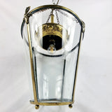 Antique Brass and Glass Lantern, Pendulum Art Nouveau Light Chandelier