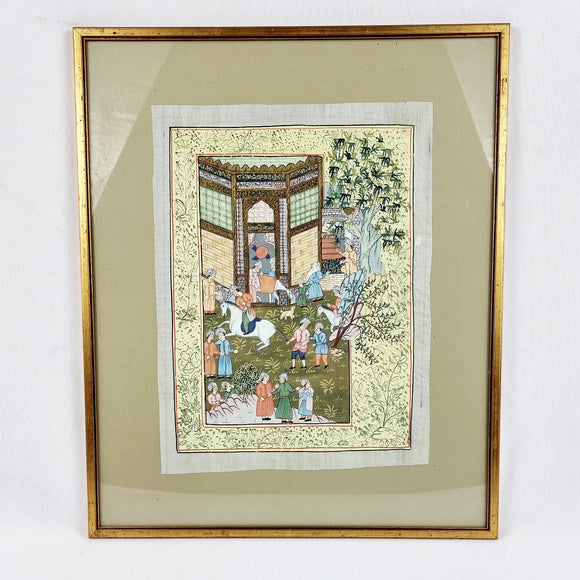 Antique Mongolian Courtyard Watercolour Painting