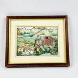Antique Indian 19th Century Oil Painting on Panel of Hunting scene Tiger