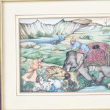 Antique Indian 19th Century Oil Painting on Panel of Hunting scene Tiger