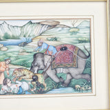 Antique Indian 19th Century Oil Painting on Panel of Hunting scene Tiger