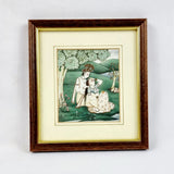 19th Century Antique Indian Oil Painting on Panel of Couple Under a Tree