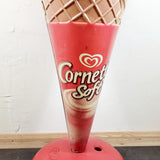 Large Advertising Cornetto Soft Ice Cream, By Walls. Strawberry Red.