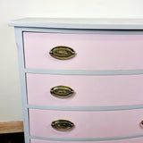 Vintage Painted Bow Front Chest of Drawers with Brass Handles.