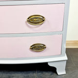 Vintage Painted Bow Front Chest of Drawers with Brass Handles.