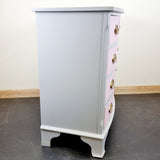 Vintage Painted Bow Front Chest of Drawers with Brass Handles.